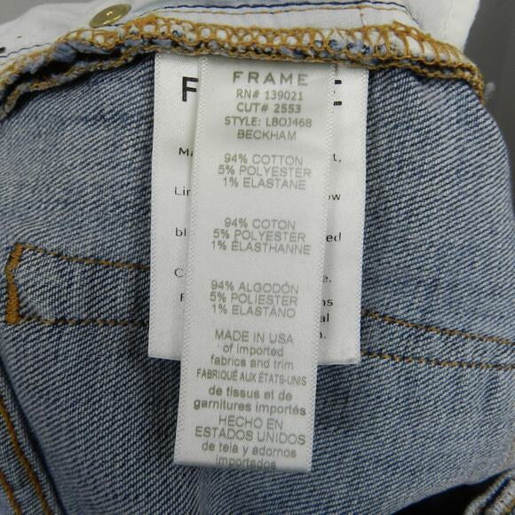 Frame Denim Le Boy Jeans Beckham Wash Size 27 Distressed Ankle High Rise Denim - Picture 8 of 13
